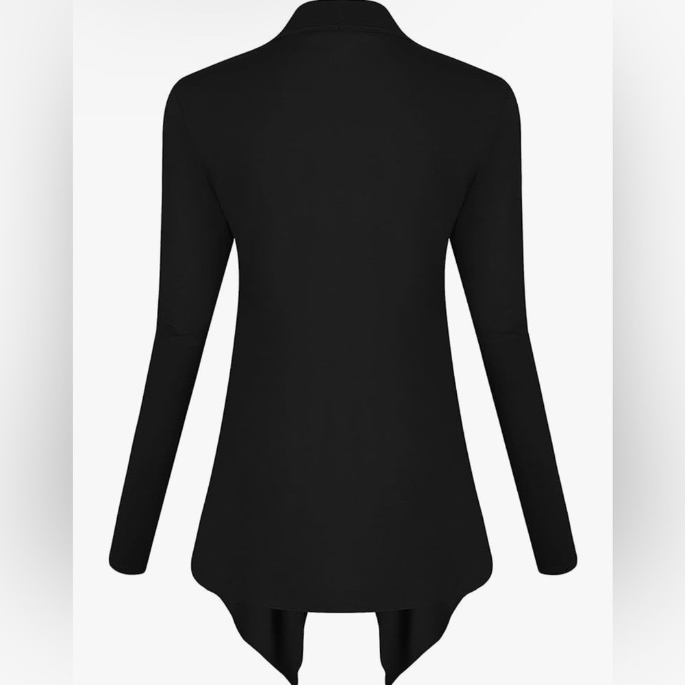 Women's Black Flowy Duster Cardigan NWT Medium Boho Chic Coastal Layering - Picture 3 of 6